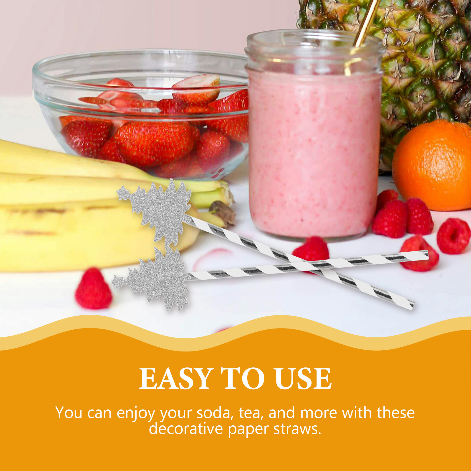 Paper Straw Color - 25 pajitas de papel con motivos