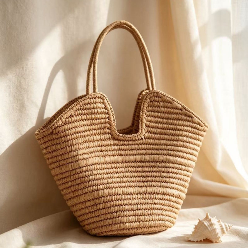 Paper Straw Color - Bolso Tote de Paja Tejida de