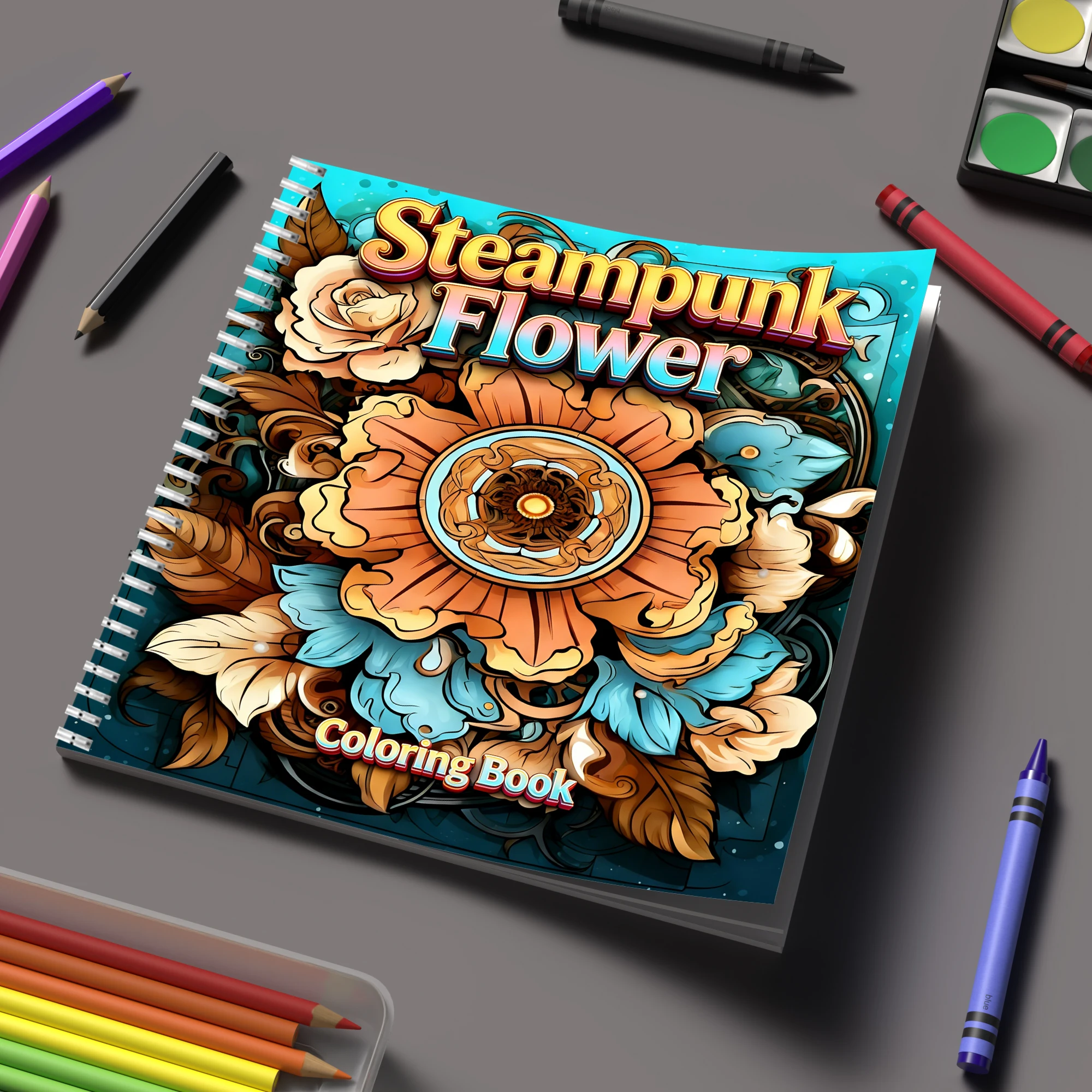 Supply Event - Libro para colorear de flores steampunk
