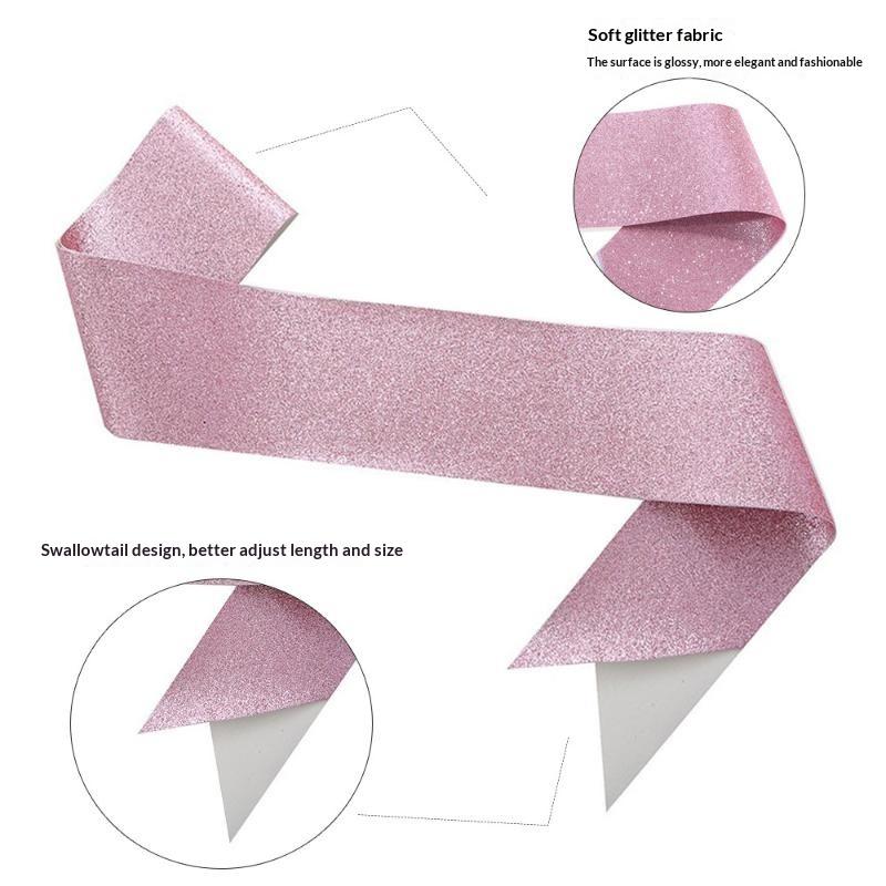 Birthday Sash Glitter - Cinta de satén brillante en blanco