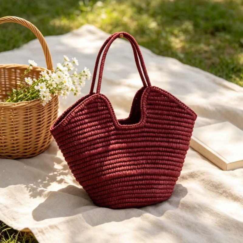 Bolso Tote de Paja Tejida de C - Paper Straw Color reseña y precio