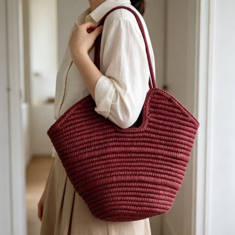 Bolso Tote de Paja Tejida de C - Paper Straw Color reseña y precio