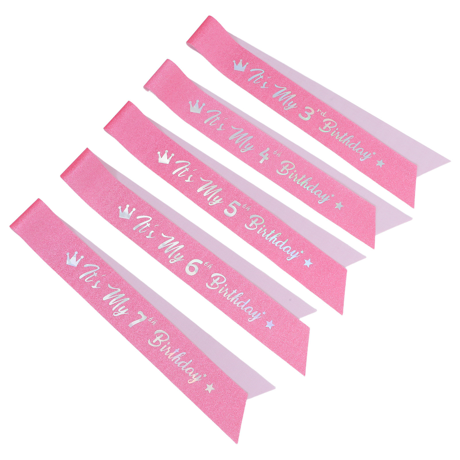 5 unidades de fajines rosas co - Birthday Sash Glitter reseña y precio
